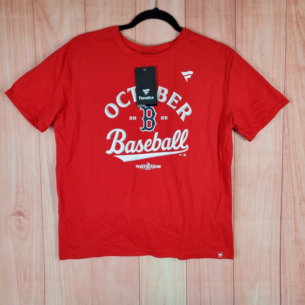 Fanatics Mens T-Shirt Medium Red Crew Neck Short Sleeve Pullover Boston Red Sox